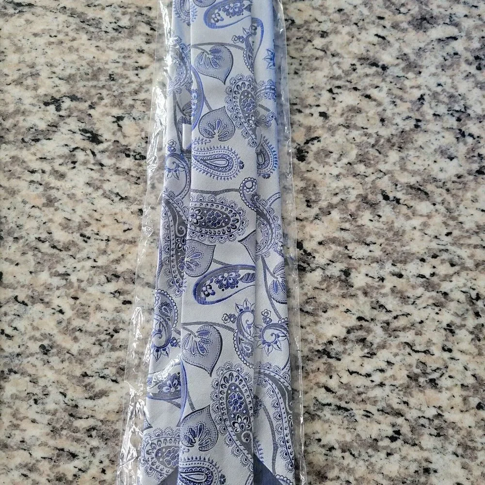 Silver/blue‎ paisley tie Tom James Mens